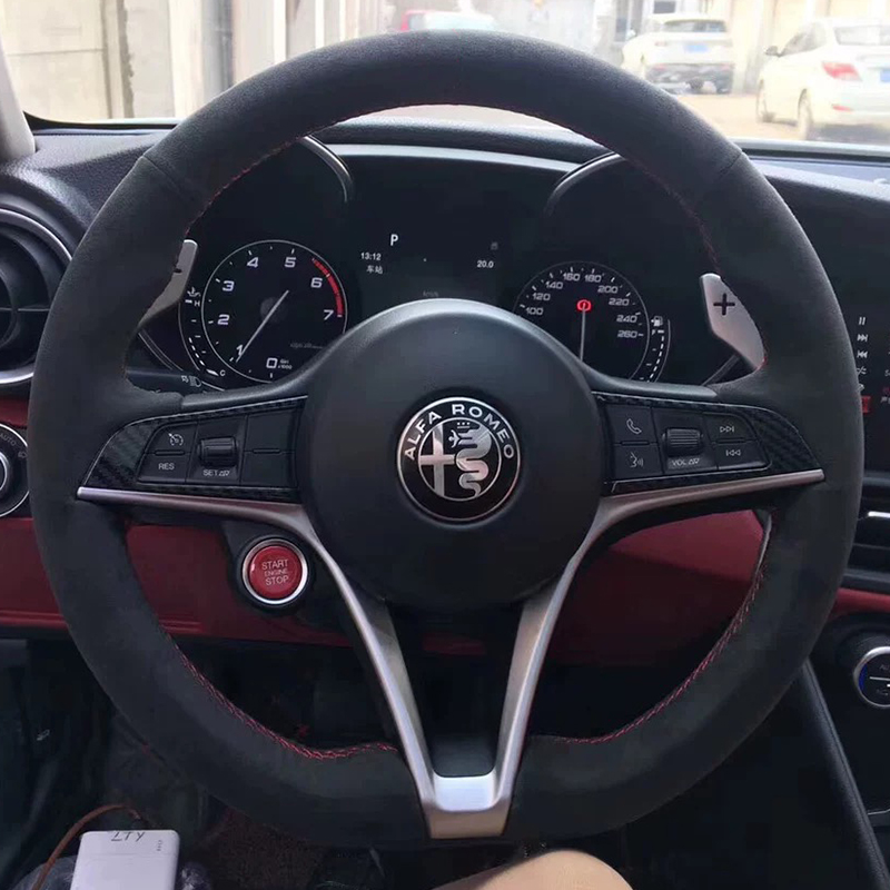 Untuk Alfa Romeo Giulia Stelvi - Car Steering Wheel Cover Anti Slip Breathable ulasan dan harga