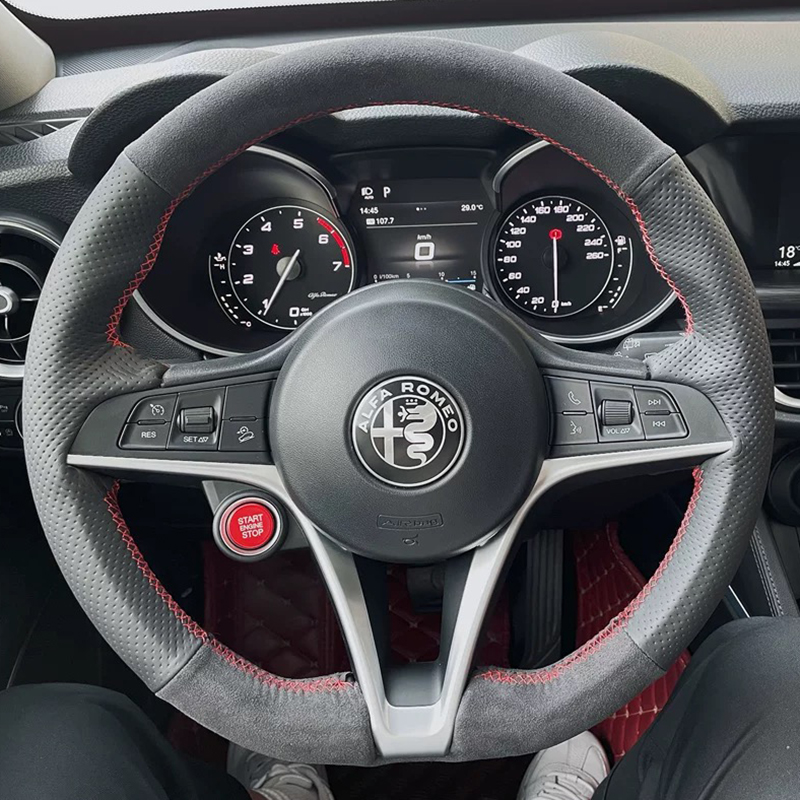 Untuk Alfa Romeo Giulia Stelvi - Car Steering Wheel Cover Anti Slip Breathable ulasan dan harga