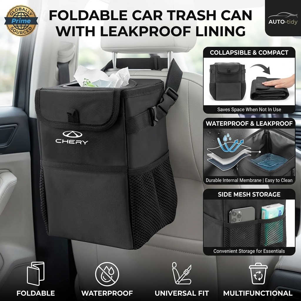 Tempat sampah mobil dengan tut - Waterproof Car Trash Can With Lid ulasan dan harga