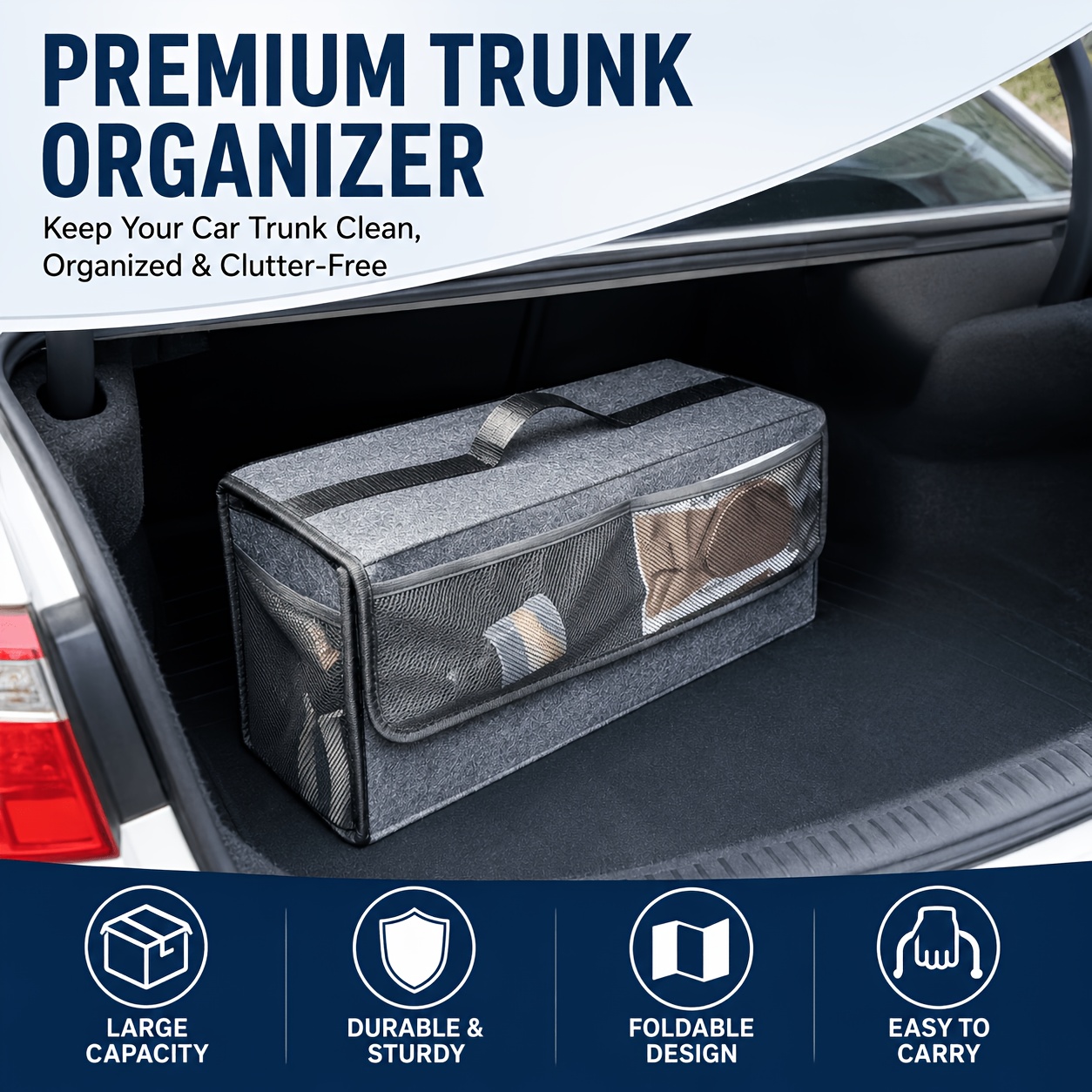 Organizer Bagasi Mobil Berbaha - Car Trunk Organizer Foldable Storage Box ulasan dan harga